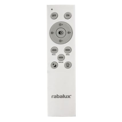 Rabalux - светодиодный диммируемый потолочный светильник, 40 Вт, 230 В, 3000–6500 К, серебристый, диаметр 49 см, в комплекте пульт дистанционного управления
