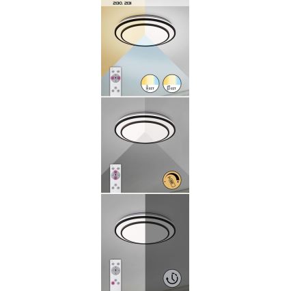Rabalux - Светодиодный потолочный светильник с регулированием яркости LED/40W/230V 3000-6500K серебряный + дистанционное управление
