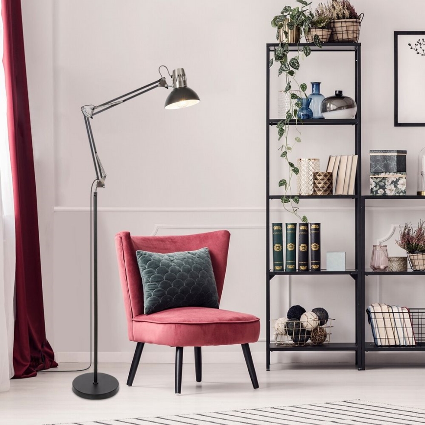 Rabalux - Торшер 1xE27/40W/230V чорний/глянцевий хром