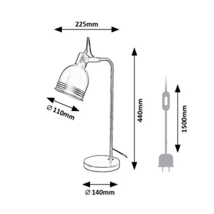 Rabalux - Настільна лампа 1xE14/25W/230V чорна