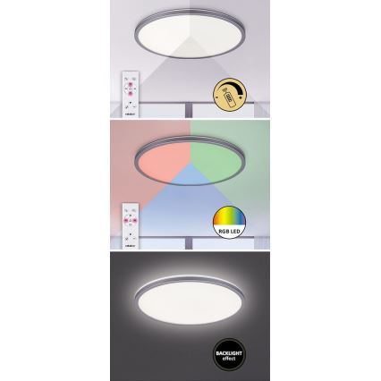 Rabalux - LED RGB диммируемый потолочный светильник, 22 Вт, 230 В, Wi‑Fi Tuya + пульт дистанционного управления, 42x42 см