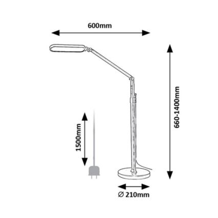Rabalux - Светодиодный сенсорный торшер с регулированием яркости LED/13W/230V 3000-6000K черный