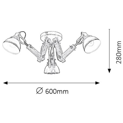 Rabalux - Пристельова люстра 3xE14/15W/230V чорний