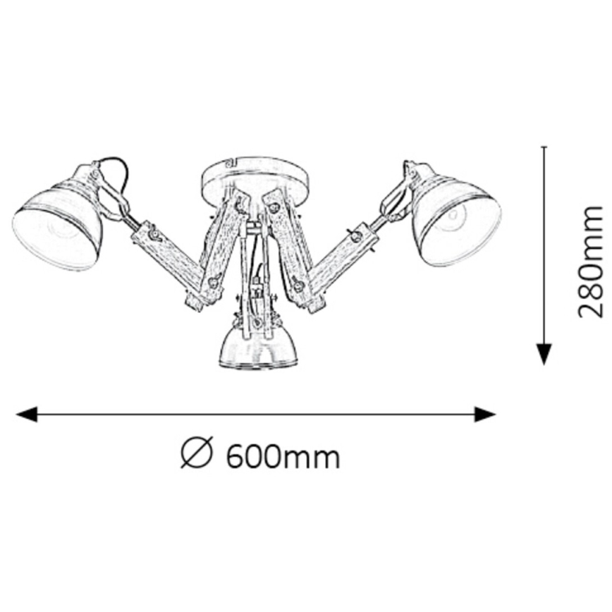 Rabalux - Пристельова люстра 3xE14/15W/230V чорний