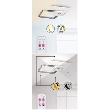 Rabalux - диммируемый накладной потолочный светильник LED/48W/230V 3000K/4000K/6000K + пульт ДУ 49,5x49,5 см