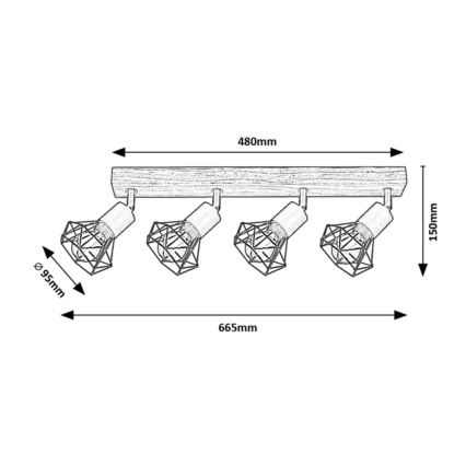 Rabalux - Точковий світильник 4xE14/40W/230V дуб