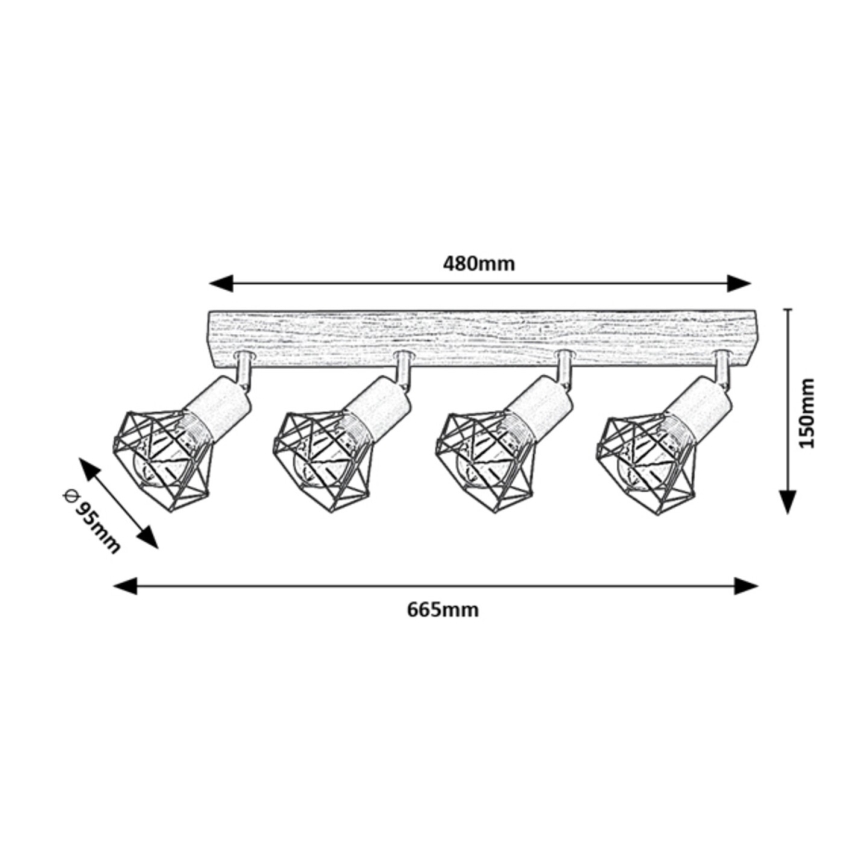 Rabalux - Точковий світильник 4xE14/40W/230V дуб