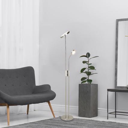 Rabalux - Светодиодный регулируемый торшер LED/18,5 Вт/230 В + LED/4,5 Вт матовый хром