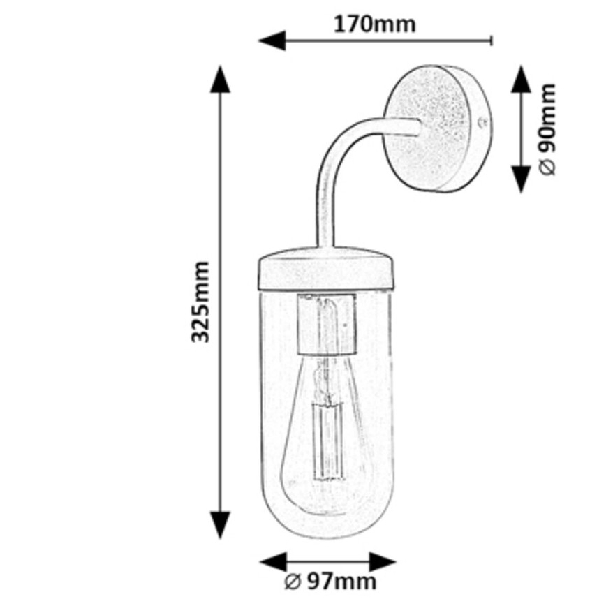 Rabalux - Настінний світильник для ванної кімнати 1xE27/60W/230V IP44 чорний