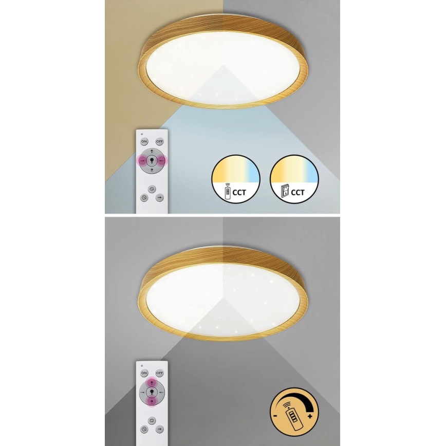 Rabalux - Светодиодный потолочный светильник с регулированием яркости LED/50W/230V 3000-6500K бук + дистанционное управление