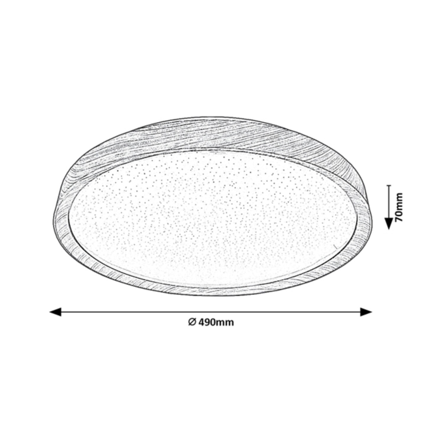 Rabalux - Светодиодный потолочный светильник с регулированием яркости LED/50W/230V 3000-6500K бук + дистанционное управление