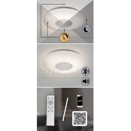 Rabalux - LED RGB диммируемый потолочный светильник с динамиком LED/24W/230V Wi‑Fi Tuya + пульт дистанционного управления, диаметр 40 см