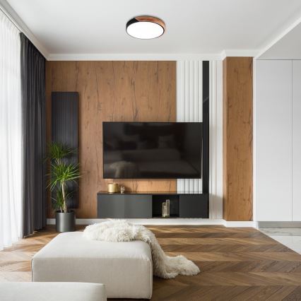 Rabalux - стельовий світильник LED/24W/230V, чорний/дуб, діаметр 41,5 см