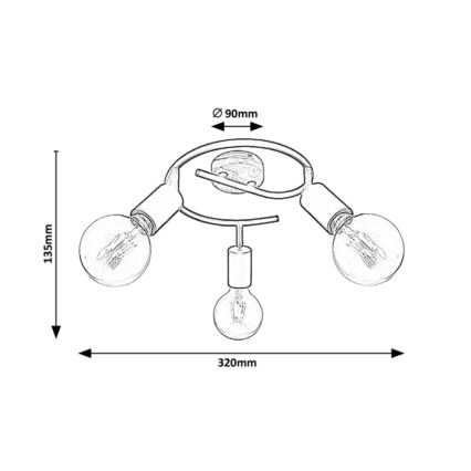 Rabalux - Точечный светильник 3xE27/40W/230V каучук