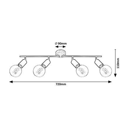 Rabalux - Точечный светильник 4xE27/40W/230V каучук