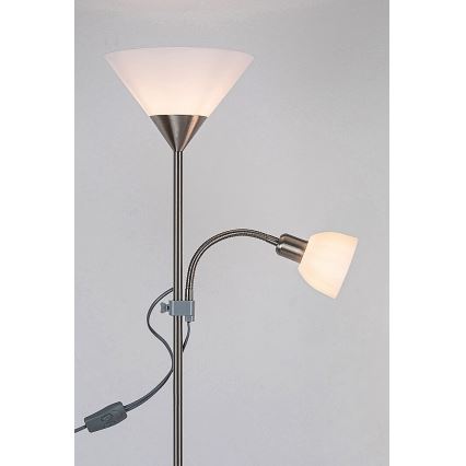Rabalux - Торшер 1xE27/100W + E14/25W матовый хром/белый