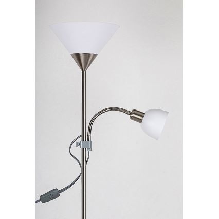 Rabalux - Торшер 1xE27/100W + E14/25W матовый хром/белый