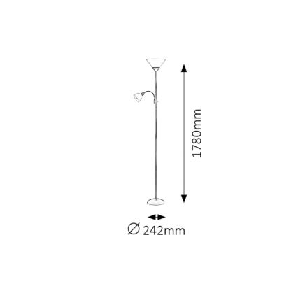 Rabalux 4188 - Торшер ACTION 1xE27/100W+1xE14/25W/230V коричневый