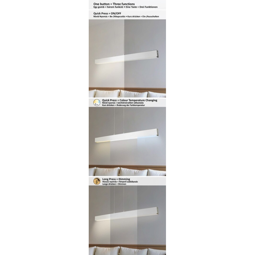 Rabalux - Светодиодная подвесная люстра с регулированием яркости LED/24W/230V 2700/4000/6500K 120 см