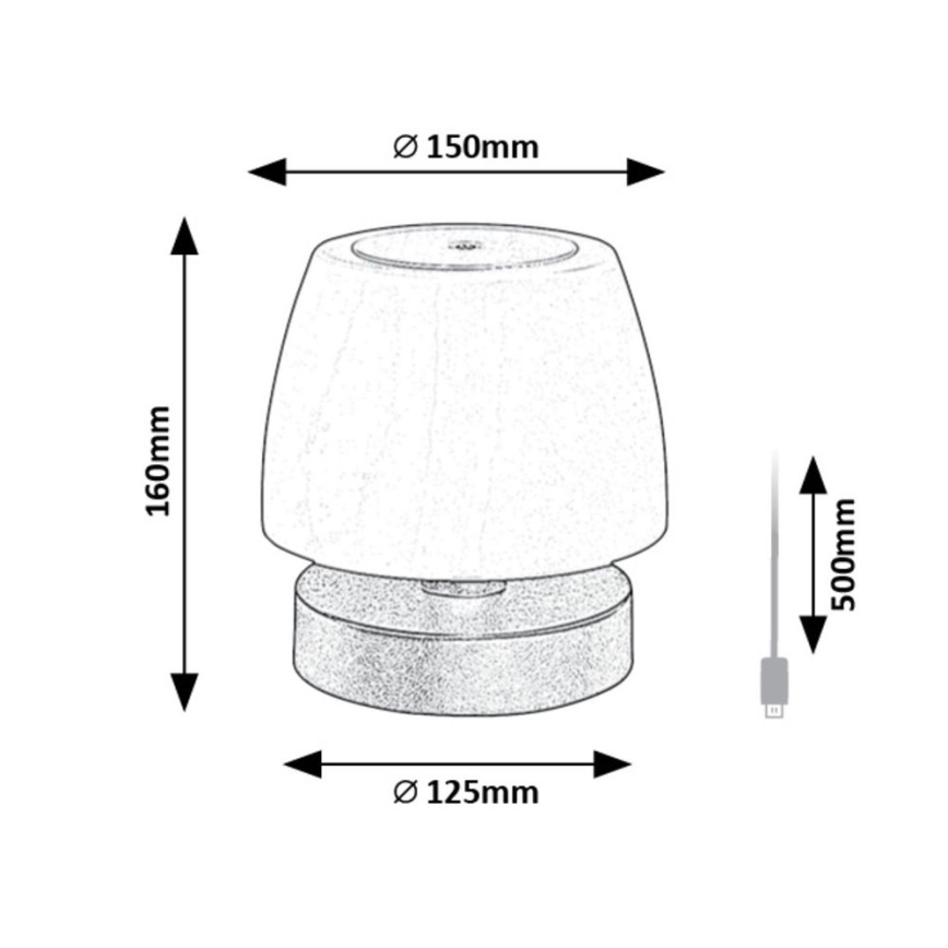 Rabalux - Світлодіодна настільна лампа з регулюванням яскравості LED/3W/5V 2000 mAh IP44