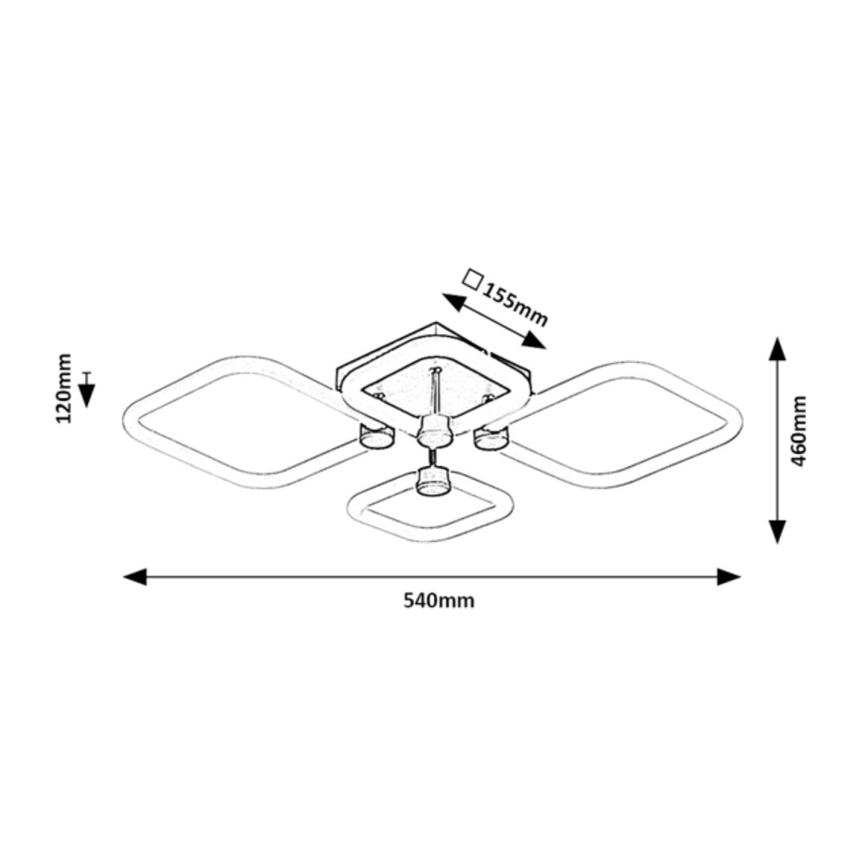 Рабалукс - світлодіодний стельний світильник з регульованою яскравістю, 47 Вт/230 В, 3000/4000/6000 К + пульт дистанційного керування, 46×54 см