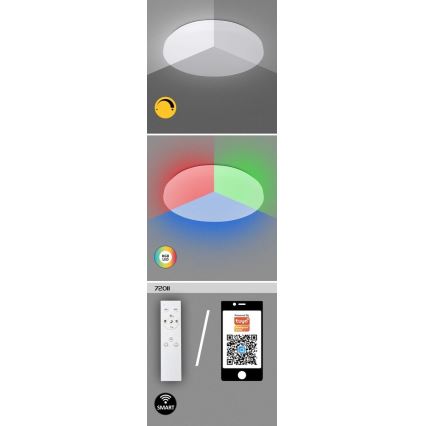 Rabalux - Світлодіодний стельовий RGB-світильник з регулюванням яскравості LED/24W/230V Wi-Fi Tuya 3000-6500K 31 см