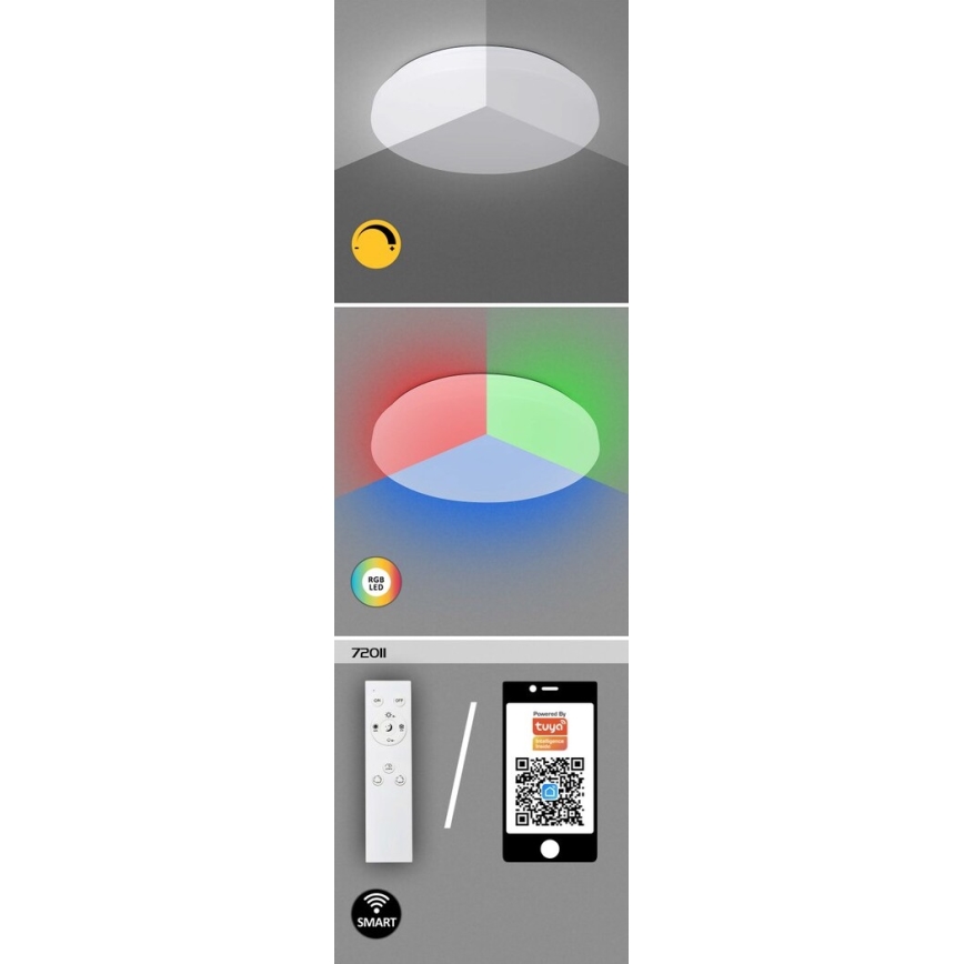Rabalux - Світлодіодний стельовий RGB-світильник з регулюванням яскравості LED/48W/230V Wi-Fi Tuya 3000-6500K 50 см