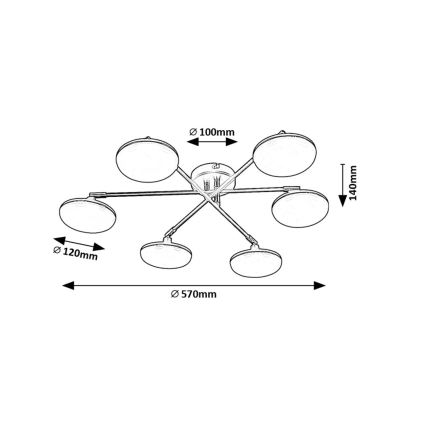Rabalux - Пристельова LED люстра 6xLED/4W/230V 3000K чорний