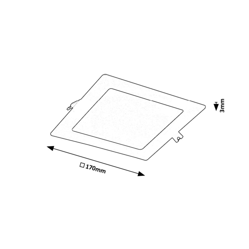 Rabalux - Светодиодный встроенный светильник LED/12W/230V 17x17 см черный