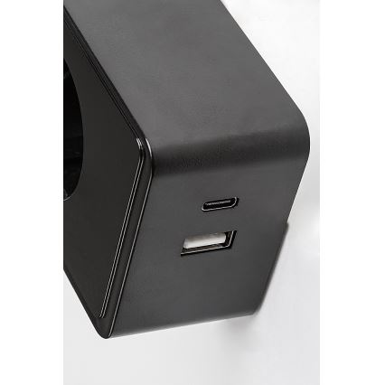 Rabalux - LED настінний світильник з регулюванням яскравості, 4 Вт/230 В, з USB-портом для підключення до розетки, 3000/4000/6000 К, чорний