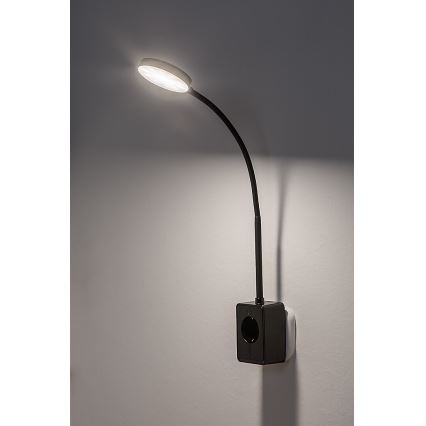 Rabalux - LED диммируемый настенный светильник LED/4 Вт/230 В с USB-портом для розетки черный