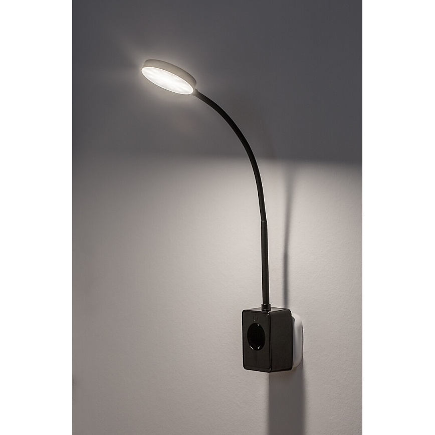 Rabalux - LED диммируемый настенный светильник LED/4 Вт/230 В с USB-портом для розетки черный