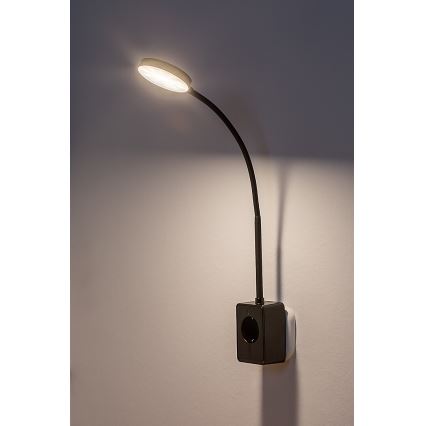 Rabalux - LED диммируемый настенный светильник LED/4 Вт/230 В с USB-портом для розетки черный