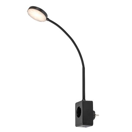 Rabalux - LED диммируемый настенный светильник LED/4 Вт/230 В с USB-портом для розетки черный
