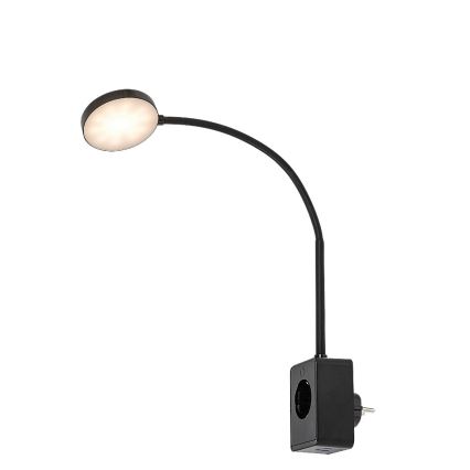 Rabalux - LED диммируемый настенный светильник LED/4 Вт/230 В с USB-портом для розетки черный