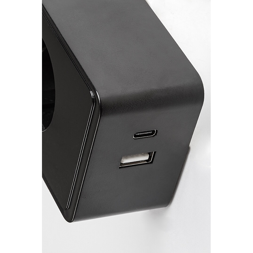 Rabalux - LED диммируемый настенный светильник LED/4 Вт/230 В с USB-портом для розетки черный