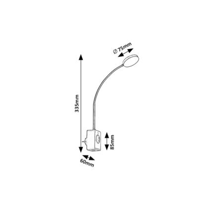Rabalux - LED диммируемый настенный светильник LED/4 Вт/230 В с USB-портом для розетки черный