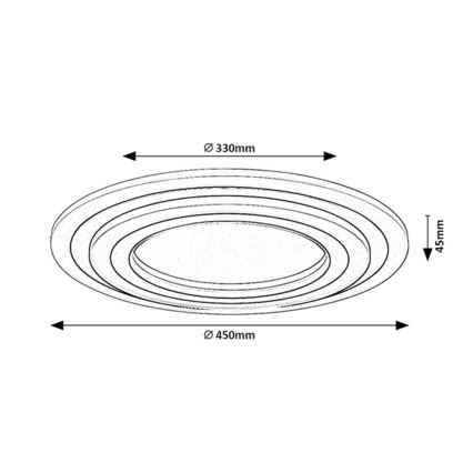 Rabalux - затемнюваний стельовий світильник LED, 56 Вт, 230 В, 3000/4000/6000 К, матовий хром/чорний + пульт дистанційного керування, діаметр 45 см