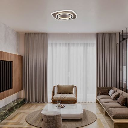 Rabalux - диммируемый потолочный светодиодный светильник LED/60W/230V 3000/4000/6000K матовый хром/черный с пультом дистанционного управления 48x48 см