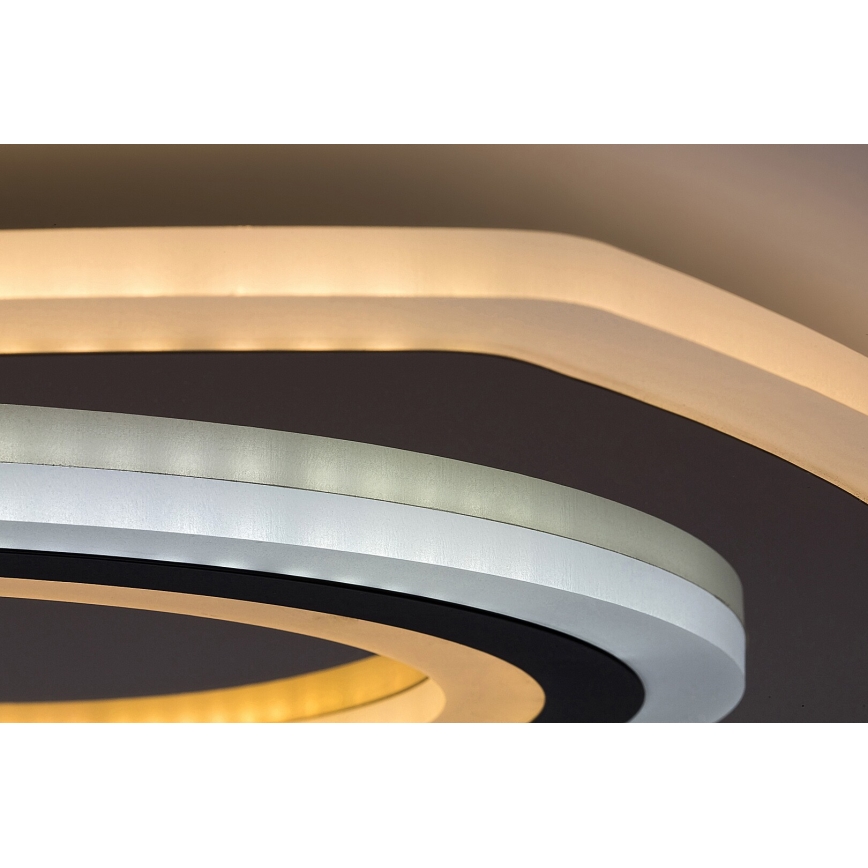 Rabalux - димований LED стельовий світильник LED/60W/230V 3000/4000/6000K матовий хром/чорний + пульт дистанційного керування 48x48 см