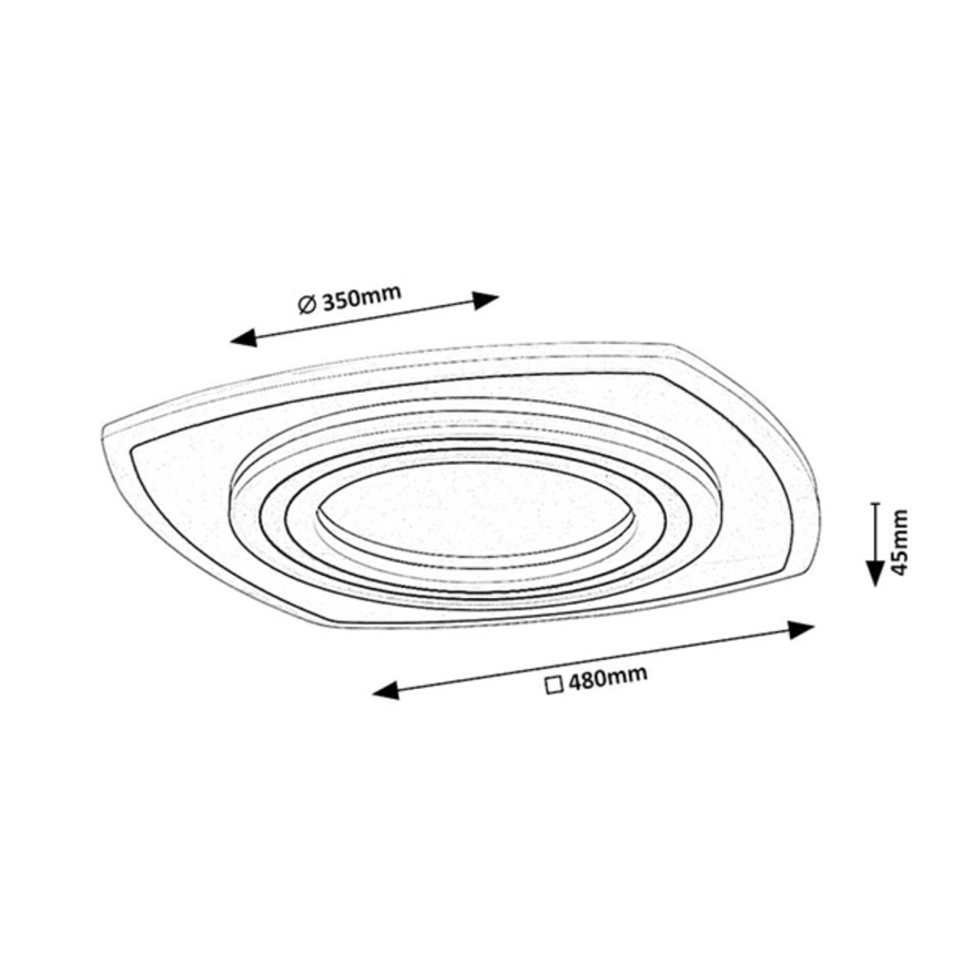 Rabalux - димований LED стельовий світильник LED/60W/230V 3000/4000/6000K матовий хром/чорний + пульт дистанційного керування 48x48 см