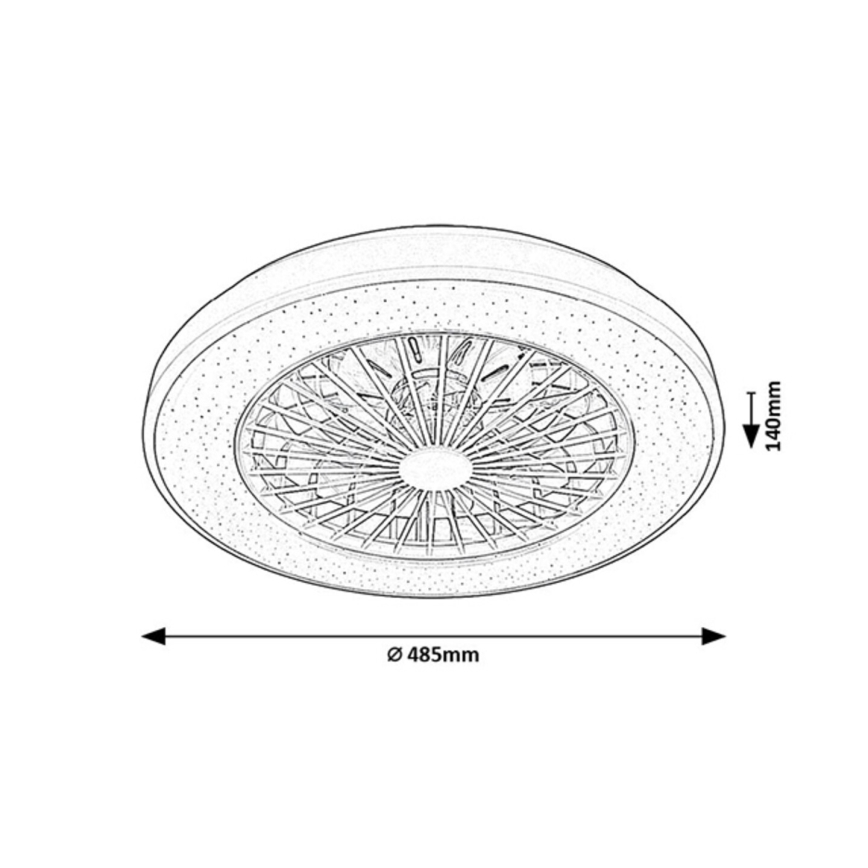 Rabalux - Светодиодный регулируемый потолочный светильник с вентилятором LED/48W/230V 3000-6500K + дистанционное управление
