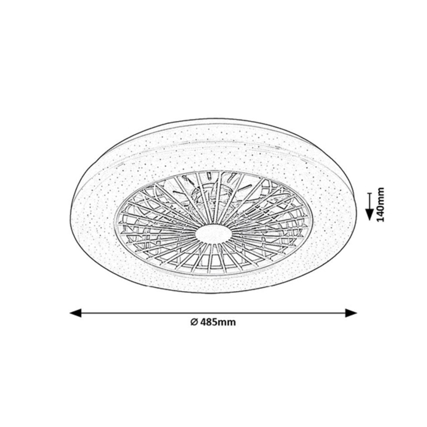 Rabalux - Світильник стельовий LED RGB з регулюванням яскравості та вентилятором LED/48W/230V 3000-6500K + дистанційне керування