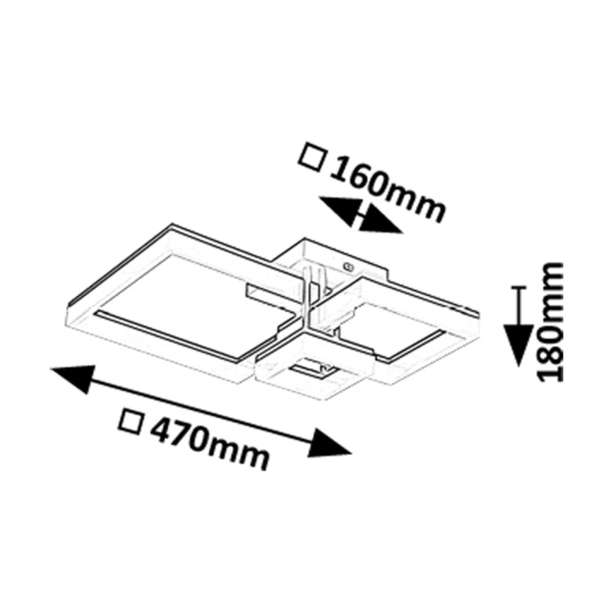 Rabalux - Стельовий LED світильник LED/22W/230V 3000/4000/6500K чорний 47x47 см