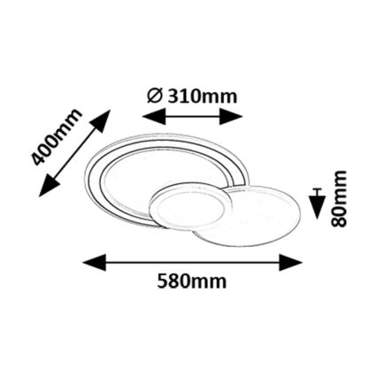 Rabalux - Димований стельовий світильник LED RGB, 40 Вт, 230 В, 3000–6500 К, з пультом дистанційного керування, діаметр 31 см