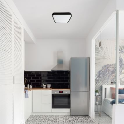 Rabalux - Стельовий LED світильник для ванної з регулюванням яскравості LED/36W/230V 3000-6000K IP44 42x42 cm чорний + пульт дистанційного керування