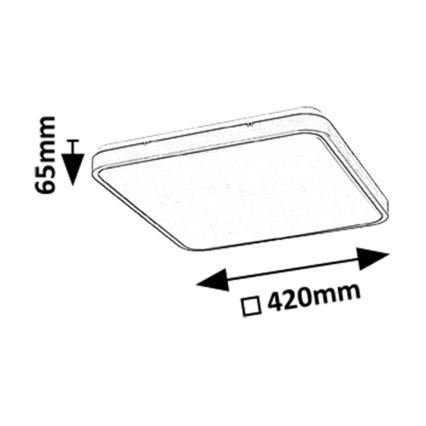 Rabalux - Стельовий LED світильник для ванної з регулюванням яскравості LED/36W/230V 3000-6000K IP44 42x42 cm чорний + пульт дистанційного керування