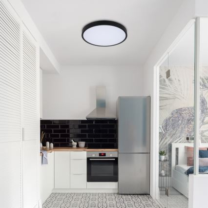 Rabalux - LED RGB Стельовий світильник для ванної з регулюванням яскравості LED/36W/230V 3000-6000K Wi-Fi Tuya IP44 діаметр 42 cm чорний + пульт дистанційного керування