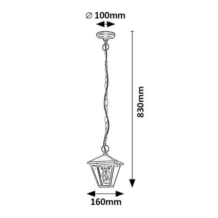 Rabalux - Уличная люстра на цепи 1xE27/40W/230V IP44