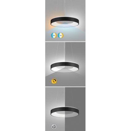 Rabalux - Світлодіодна підвісна люстра з регулюванням яскравості LED/38W/230V 3000-6500K чорний + пульт дистанційного керування